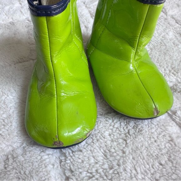 Robeez | Green and Blue Slicker Velcro Rain Boots | Size 6-9 Months - Picture 3 of 9